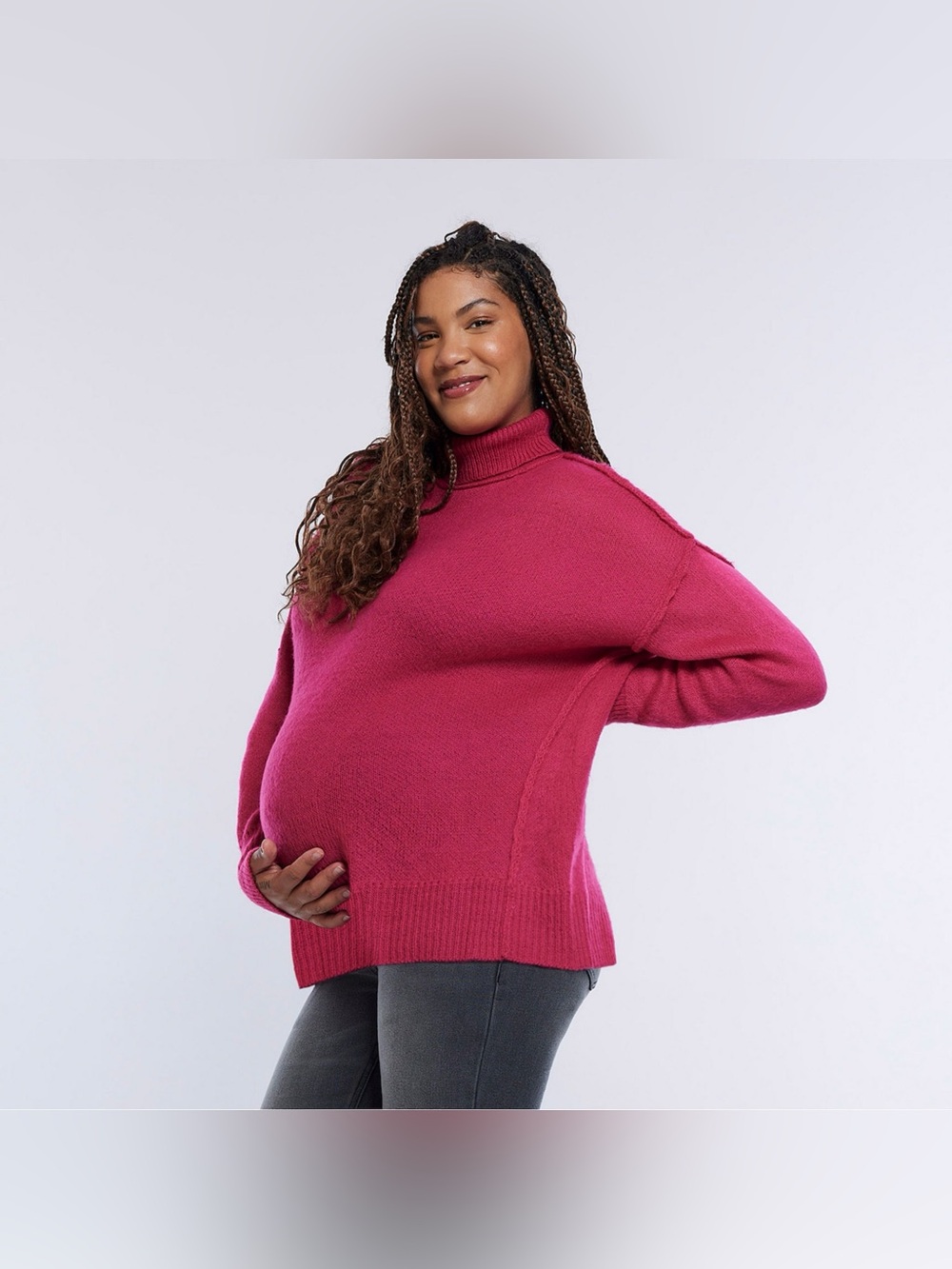 Motherhood Maternity Turtleneck Long Sleeve Knit Maternity Sweater in Cabaret